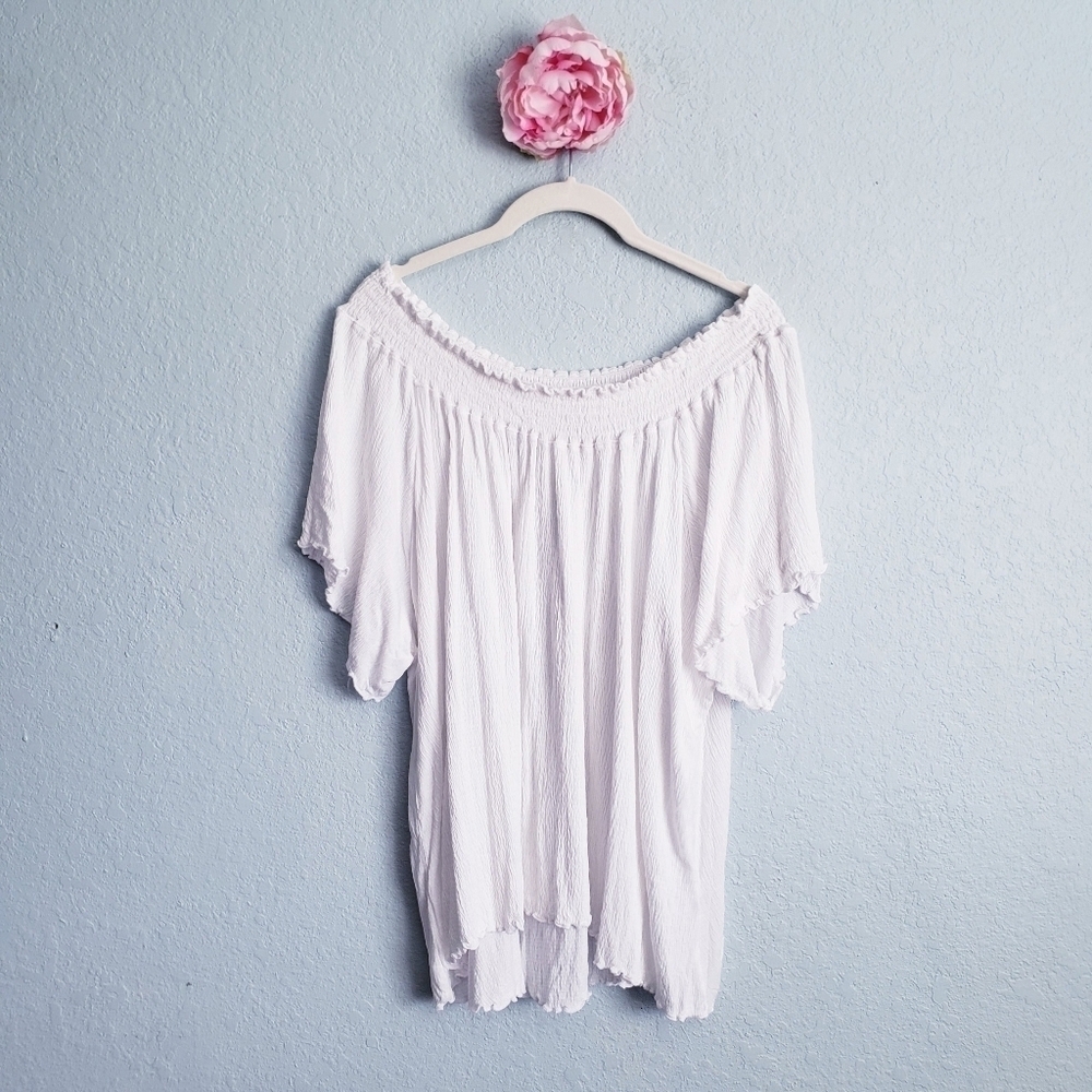 Nation LTF White Textured Off Shoulder Top